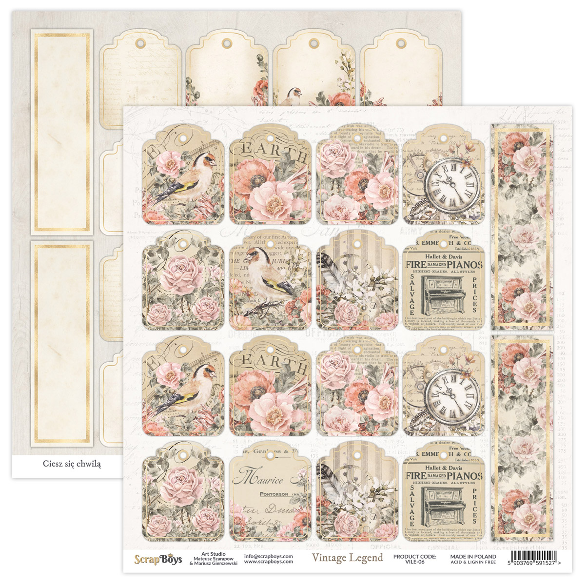 VILE-06 - double sided paper 30,5x30,5cm Scrap Boys Vintage Legend 06