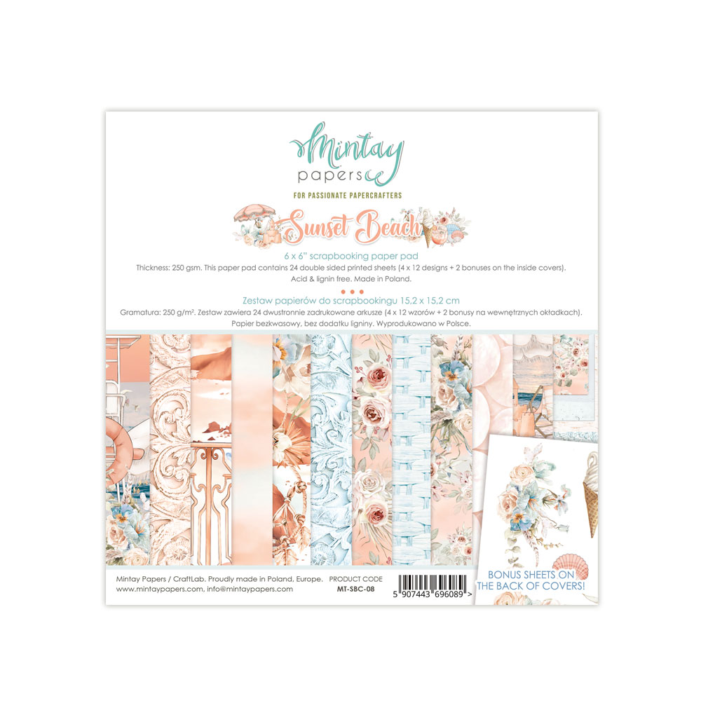 MT-SBC-08 Sunset Beach - MINTAY pad of paper 15.2x15.2cm