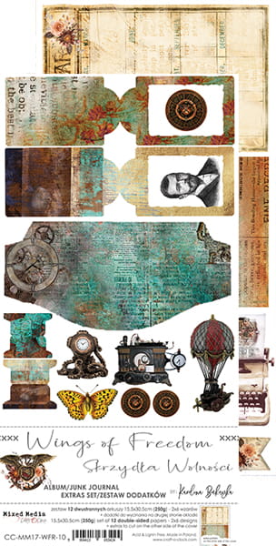 CC-MM17-WFR-10 WINGS OF FREEDOM - JUNK JOURNAL SET