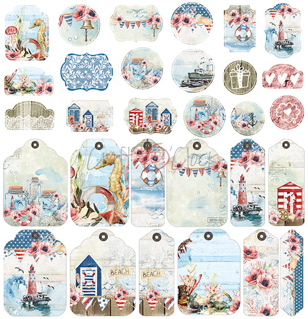 CC-C47-SG-00 SEASIDE GREETINGS - A SET OF PAPERS 30,5x30,5cm