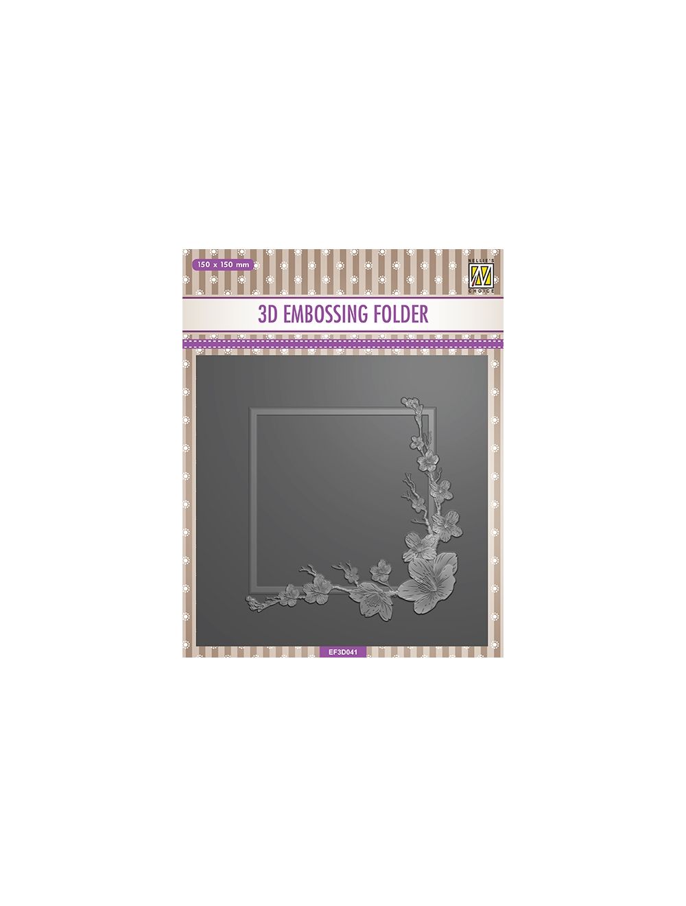 EF3D041 3D Embossing folders square frame "blossom"