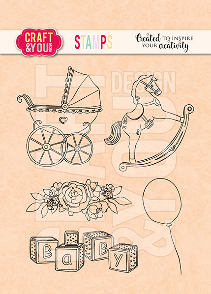 CS022 Clear Stamp -Stroller- Baby Party Stamps Set