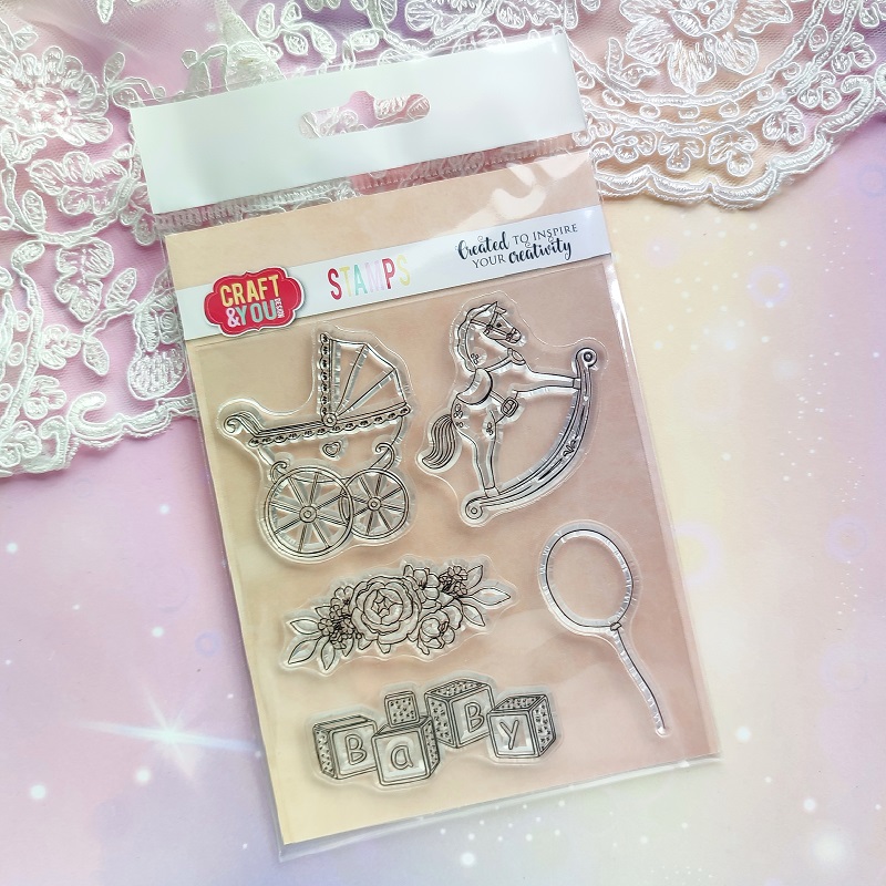 CS022 Clear Stamp -Stroller- Baby Party Stamps Set