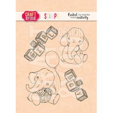 CS023 Clear Stamp - Baby Elephant-Baby Party Stamps Set
