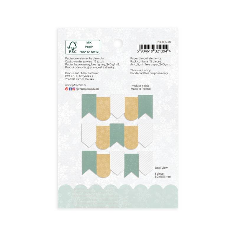 P13-CHC-32 banner die cut Christmas Charm, 15pcs