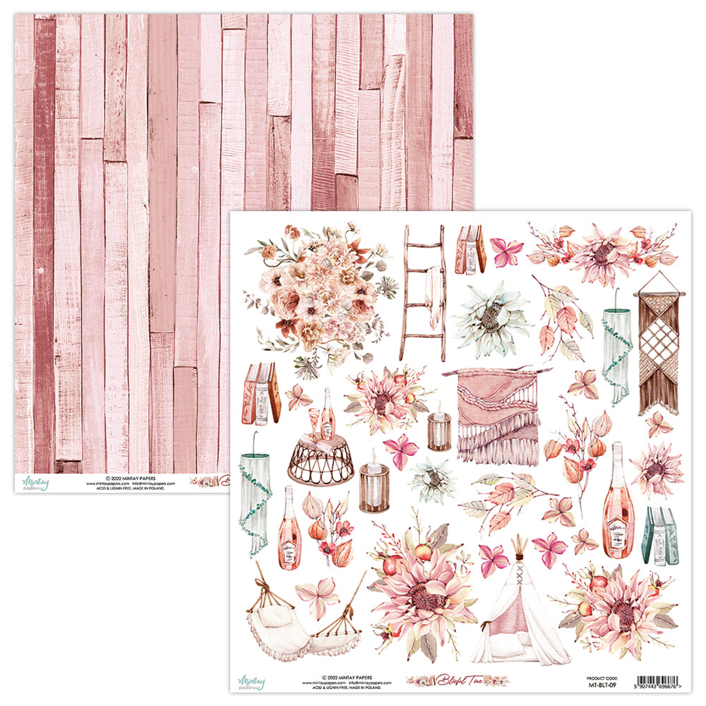 MT-BLT-09 Blissful Time MINTAY PAPER - double-sided paper with elements 30.5x30.5cm