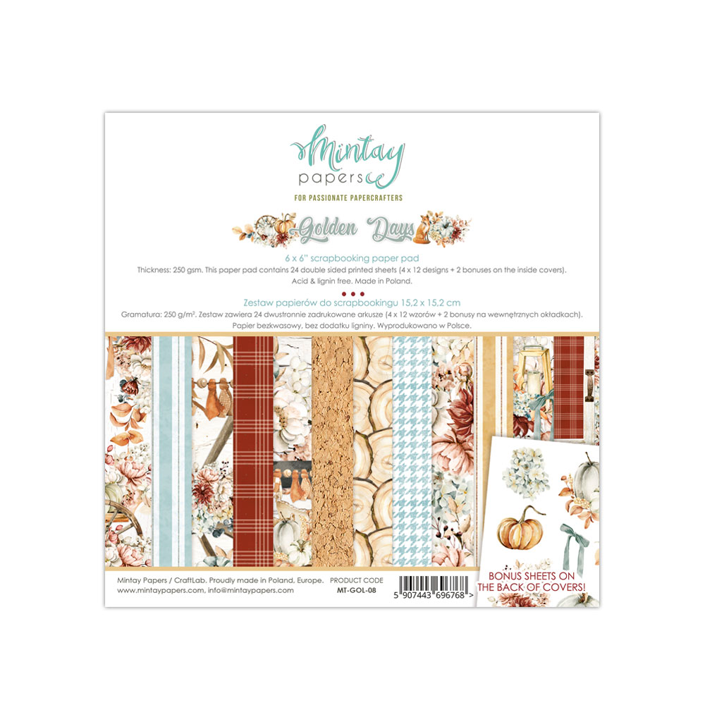 MT-GOL-08 Golden Days - MINTAY pad of paper 15.2x15.2cm