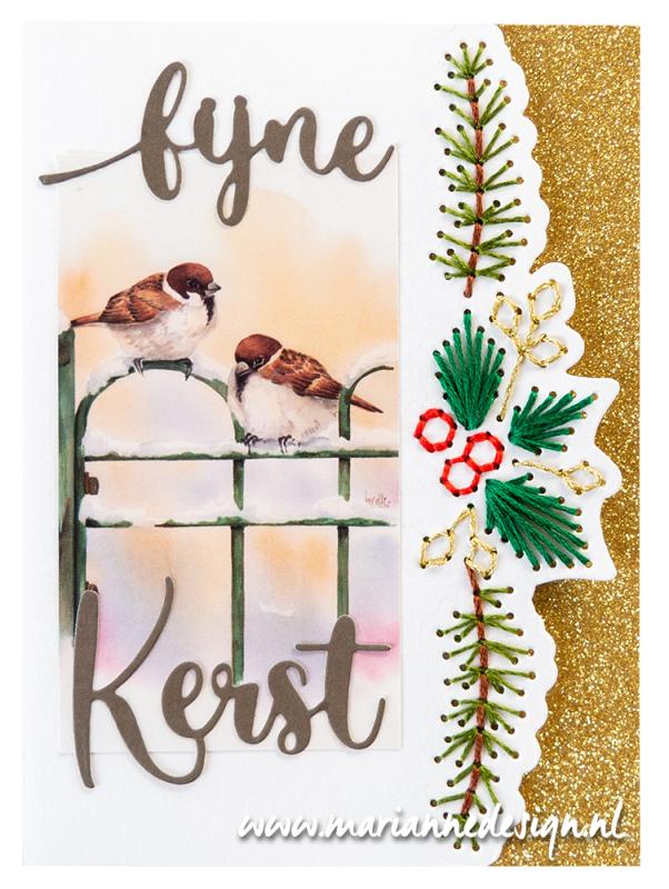 CR1599 Metal Die Marianne Design - Craftable - Stitching border Pine Twigs