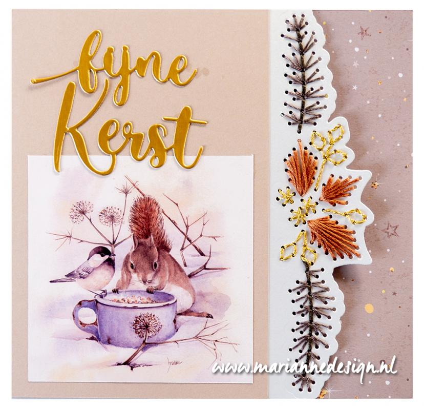 CR1599 Metal Die Marianne Design - Craftable - Stitching border Pine Twigs