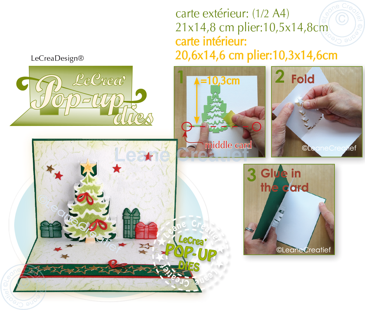 45.8153 Metal Die Leane Creatief - Pop-Up Christmas tree, cut & embossing die