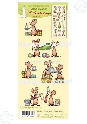55.8047 Leane Creatief Acrylic Stamp - combi clear stamp Mice special occasions