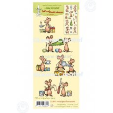 55.8047 Leane Creatief Acrylic Stamp - combi clear stamp Mice special occasions