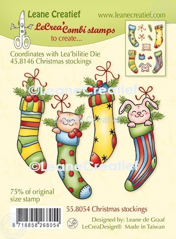 55.8054 Leane Creatief Acrylic Stamp - combi clear stamp Christmas stockings
