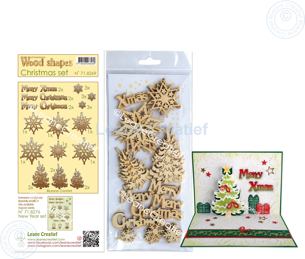 71.8269 Wood shapes Christmas set