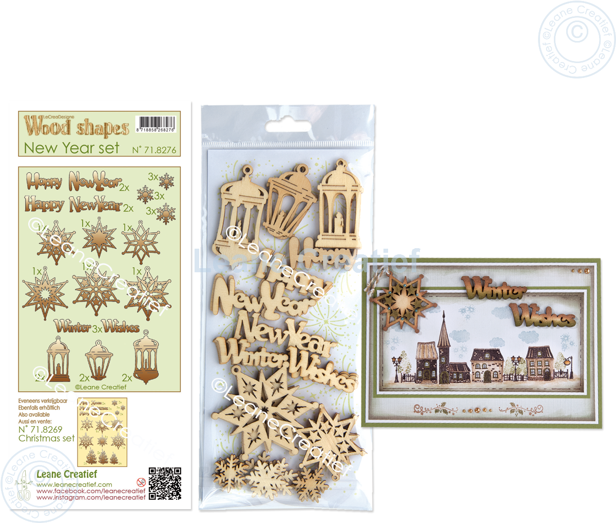 71.8276 Wood shapes New Year set 35 pieces
