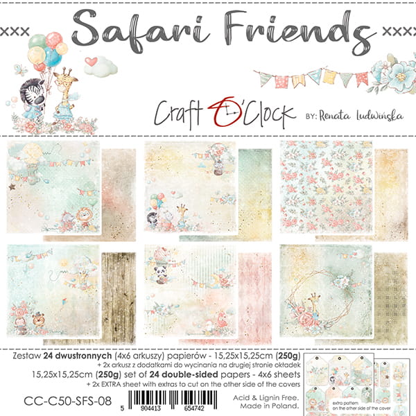 CC-C50-SFS-08 SAFARI FRIENDS papers 15,25X15,25CM
