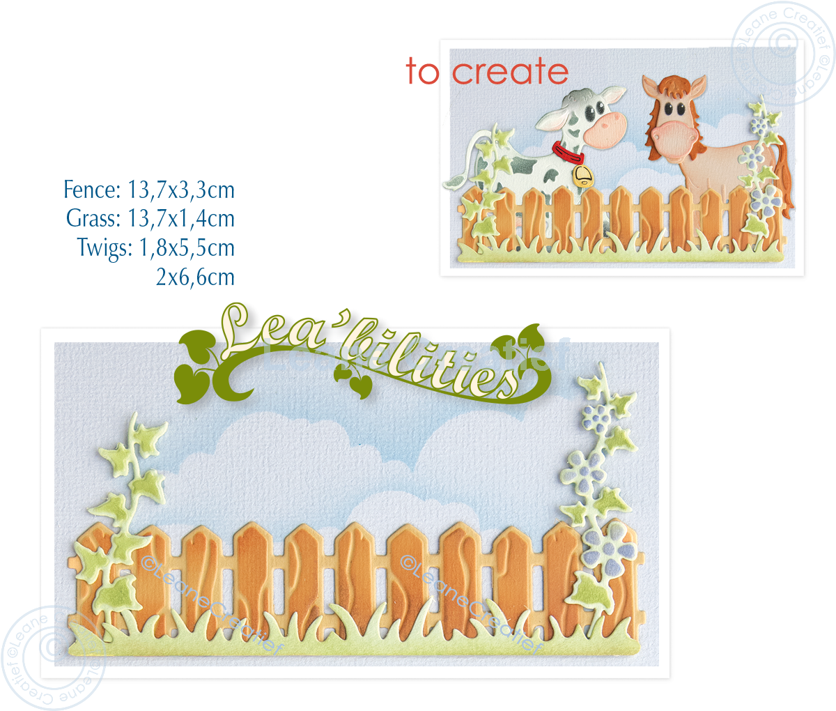 45.8375 Metal Die Leane Creatief - Fence, grass, twigs