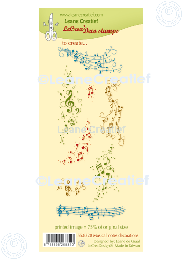 55.8320 Leane Creatief Acrylic Stamp - combi clear stamp Musical notes decorations