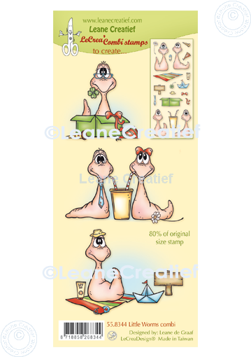 55.8344 Leane Creatief Acrylic Stamp - combi clear stamp Little Worms