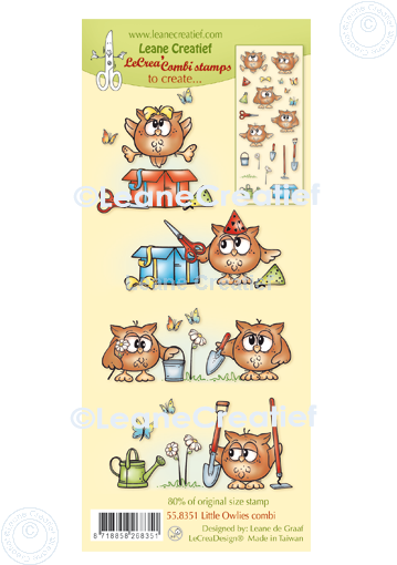 55.8351 Leane Creatief Acrylic Stamp - combi clear stamp Little Owlies