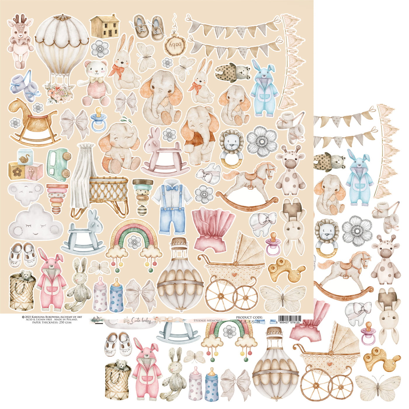 AA-CB-09 Elements for self-cutting out 12x12" Cute Baby