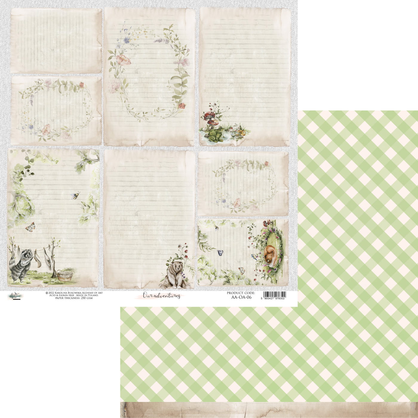 AA-OA-08 Our Adventures- 8x8'' - A SET OF PAPERS 20,3x20,3cm