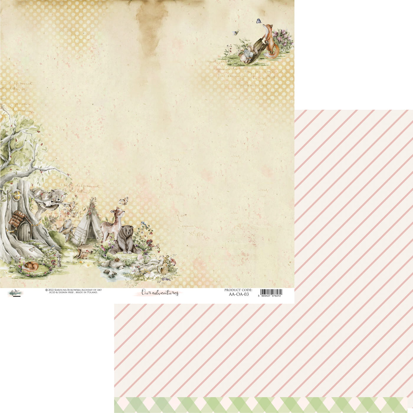 AA-OA-08 Our Adventures- 8x8'' - A SET OF PAPERS 20,3x20,3cm