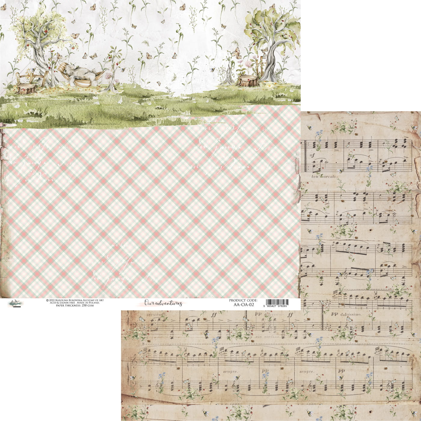 AA-OA-08 Our Adventures- 8x8'' - A SET OF PAPERS 20,3x20,3cm