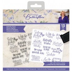 S-VBUT-ST-BUTKISS  Sara Signature Vintage Butterflies Clear Acrylic Stamp - Butterfly Kisses