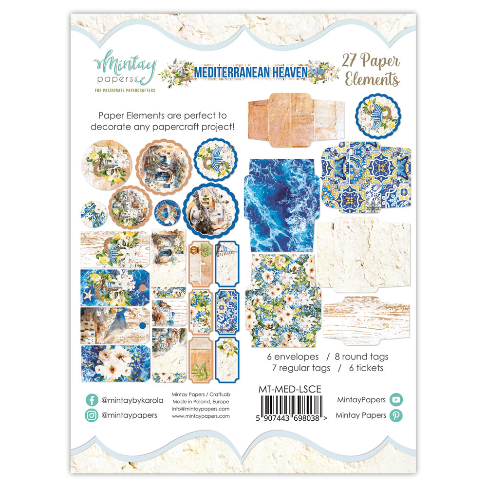 MT-MED-LSCE - Mediterranean Heaven - Paper Envelopes and Tags - MINTAY MINTAY - die cuts