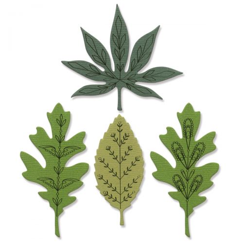 666010 Sizzix • Framelits Die Set with Stamps Decorative Leaves