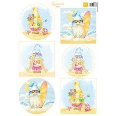 VK9601  A4 one side paper - Marianne Design - Gnomes on the Beach - Surf