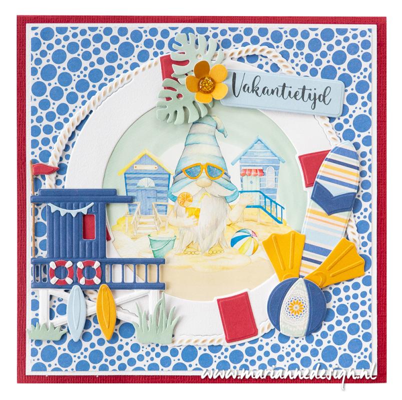 VK9602 A4 one side paper - Marianne Design - Gnomes on the Beach - Palm trees