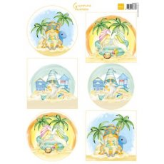 VK9602  A4 one side paper - Marianne Design - Gnomes on the Beach - Palm trees
