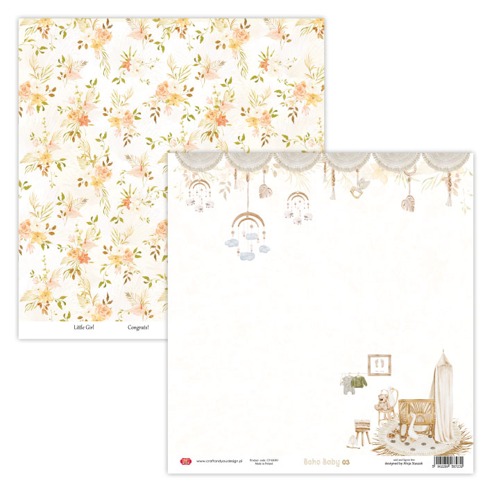 CP-BH03 Double-sided paper Craft & You Design 30.5x30.5 Boho Baby 03