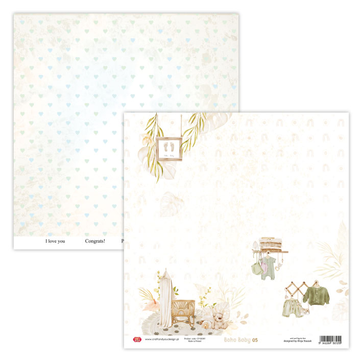 CP-BH05 Double-sided paper Craft & You Design 30.5x30.5 Boho Baby 05