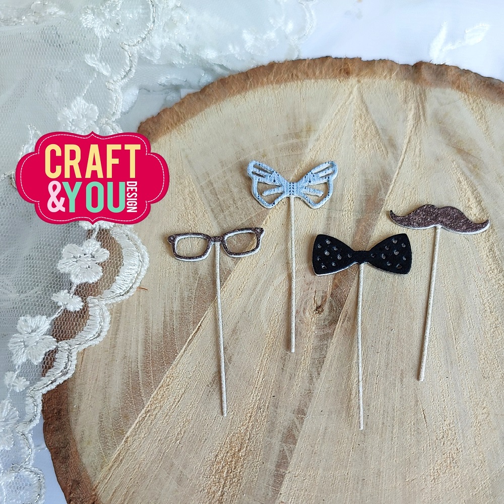 CW242 Cutting Dies - Men's attributtes on sticks - Craft&You Design