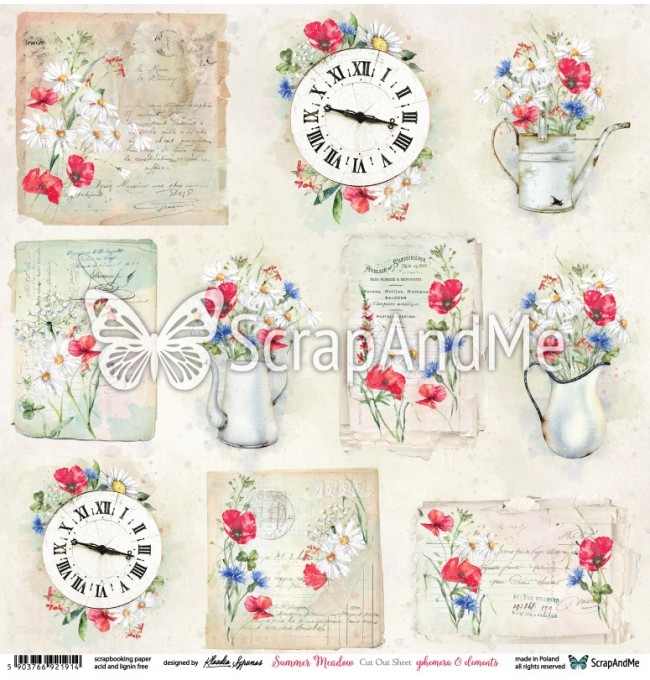 SM-15 Summer Meadow Ephemera & Elements- ScrapAndMe