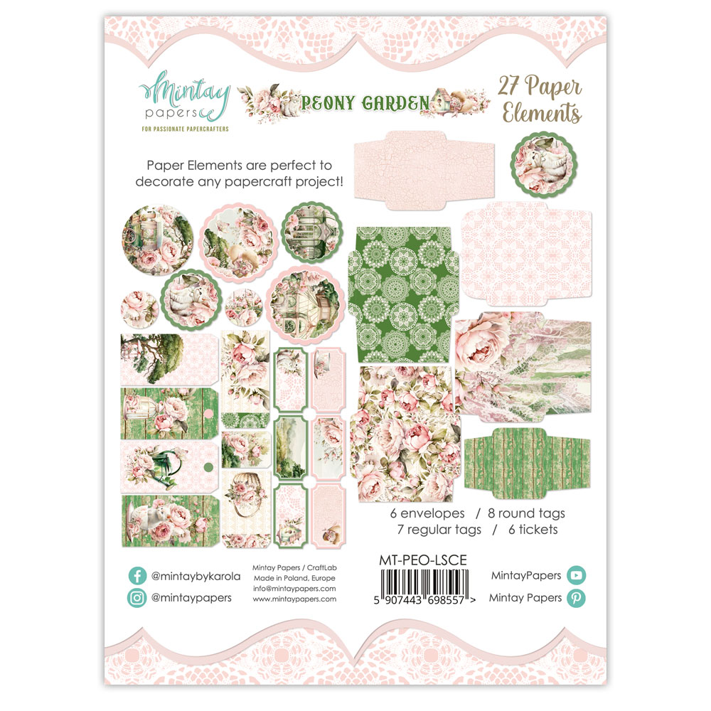MT-PEO-LSCE - Peony Garden - Paper Envelopes and Tags - MINTAY MINTAY - die cuts