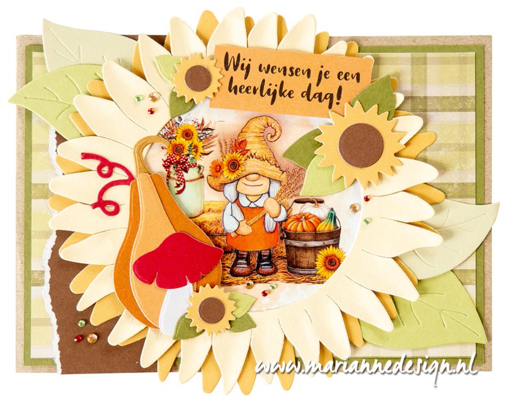 VK9604 A4 one side paper - Marianne Design - Gnomes - SUNFLOWERS