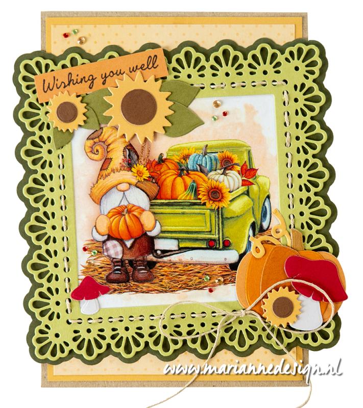 VK9603 A4 one side paper - Marianne Design - Gnomes - Pumpkins