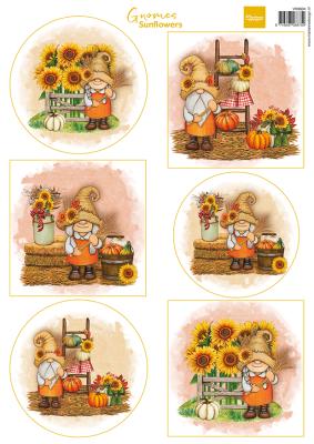 VK9604 A4 one side paper - Marianne Design - Gnomes - SUNFLOWERS