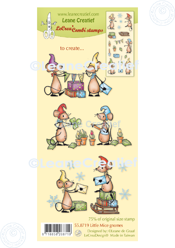 55.8719 Leane Creatief Acrylic Stamp - combi clear stamp Mice little Gnomes