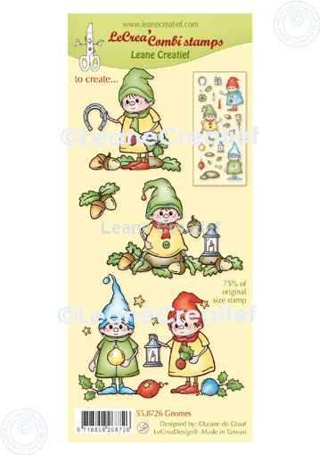 55.8726 Leane Creatief Acrylic Stamp - combi clear stamp Gnomes