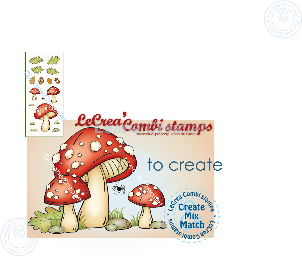 55.8757 Leane Creatief Acrylic Stamp - Mushrooms