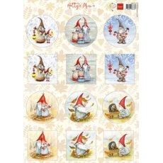 HK1714  A4 one side paper - Marianne Design -Hetty's Mini's - Gnomes 