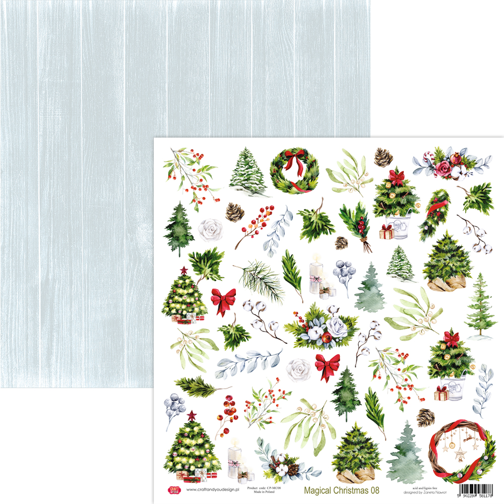CP-MC08 Elements for self-cutting out 12x12" Craft & You Design - Magical Christmas 08