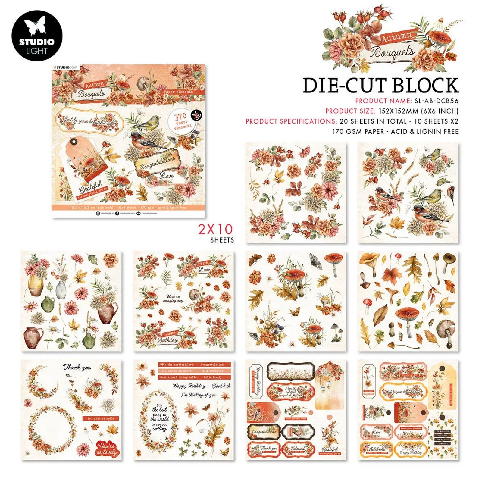 SL-AB-DCB56 Paper Pad with Die-Cuts Studio Light - Autumn Bouquet