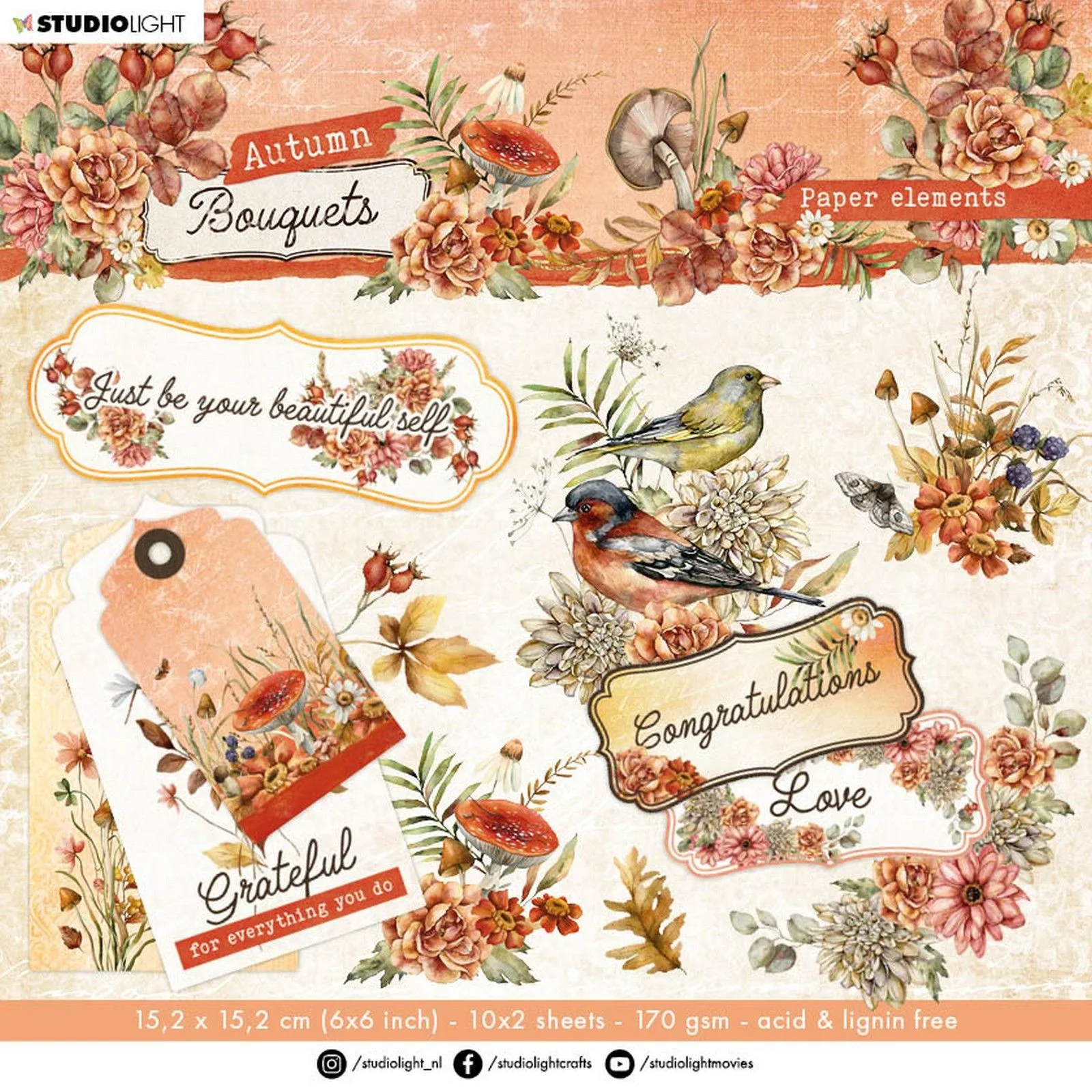 SL-AB-DCB56 Paper Pad with Die-Cuts Studio Light - Autumn Bouquet