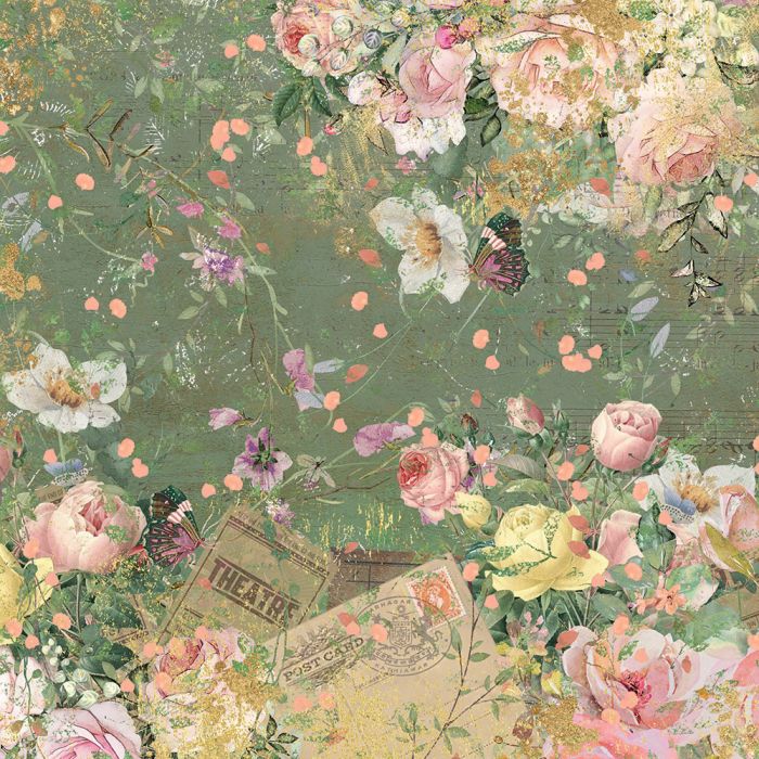 NGA-VR-PAD12 Nature's Garden Vintage Rose 12" x 12" Paper Pad